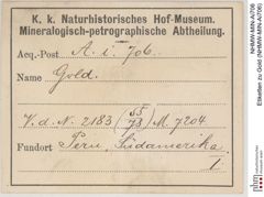 Etiketten zu Gold (NHMW-MIN-Ai706)